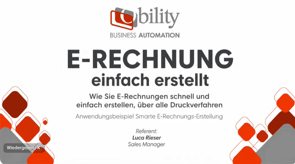 E-Rechnung einfach erstellt in Obility Screen Video komplexe Drucksachen kalkulieren