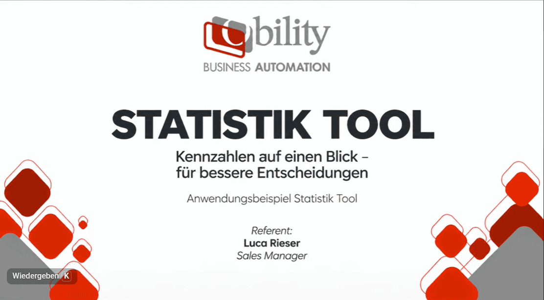 Statistik Tool von Obility Screen Video komplexe Drucksachen kalkulieren